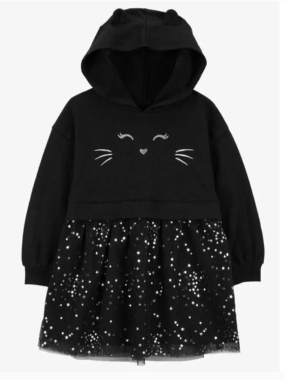 Black Cat Halloween Dress 2T Hooded Tulle Sweatshirt Long Sleeve Girls Carters